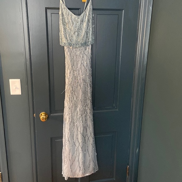 Adrianna Papell Dresses & Skirts - Adrianna Papell dusty blue beaded formal dress size 10